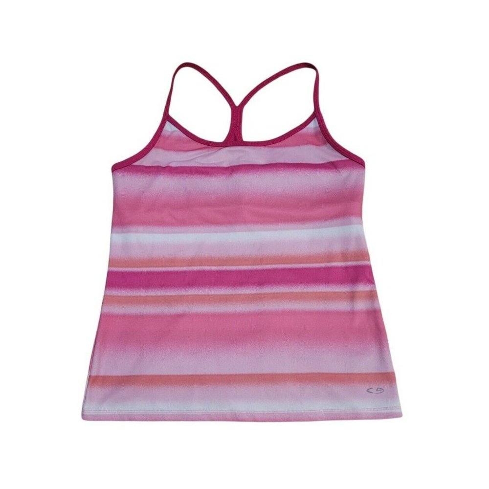 C9 By Champion Women's Size Medium Pink Striped Racerback Workout Athletic Tank